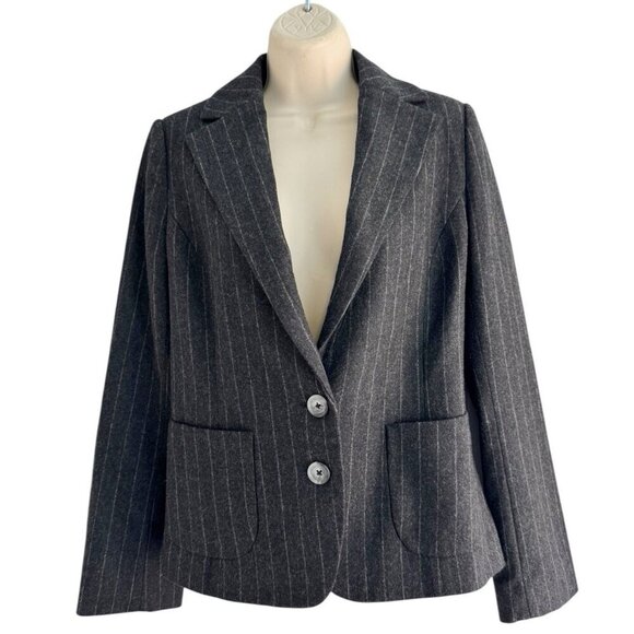 Banana Republic Woman's Sz 8 Gray Pinstripe Wool Cashmere Blend Blazer Jacket - Picture 1 of 10